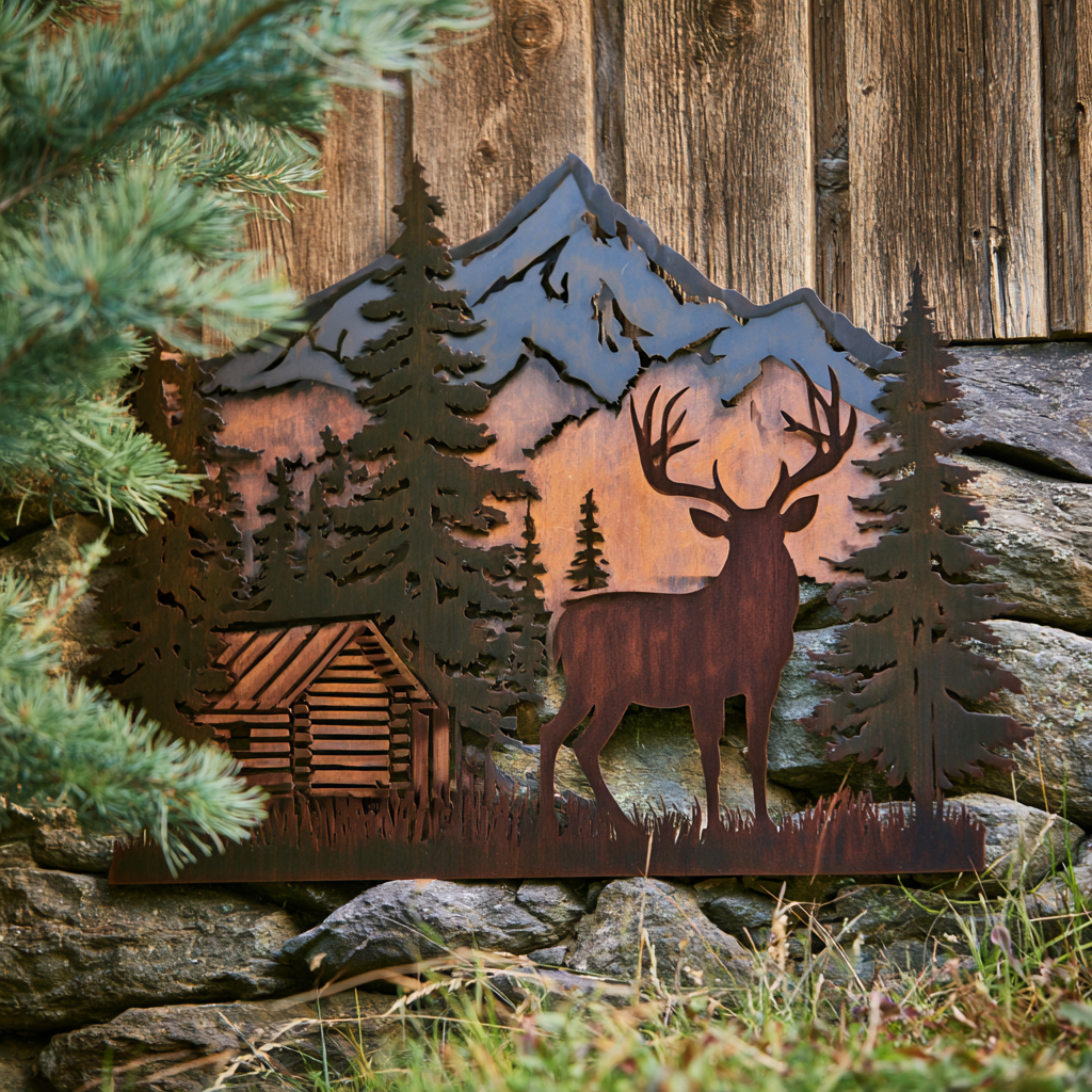 Deer Metal Wall Art, Rustic Cabin Decor