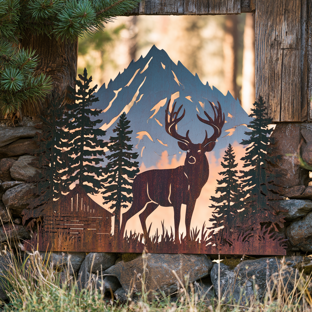 Deer Metal Wall Art, Rustic Cabin Decor