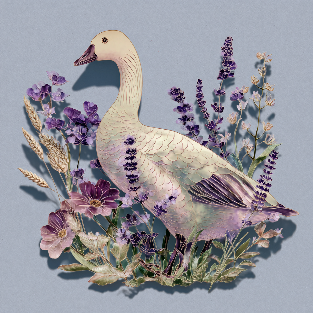 Goose Lavender Metal Wall Art Cottagecore Farmhouse Decor