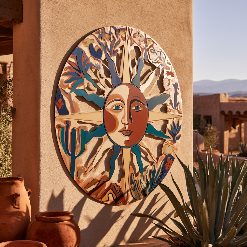 Southwestern Sun Face Metal Wall Art Mexican Decor Desert Sun Wall Hanging Arizona New Mexico