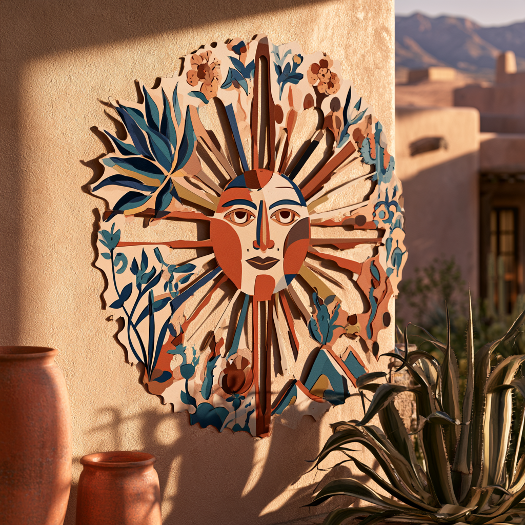 Southwestern Sun Face Metal Wall Art Mexican Decor Desert Sun Wall Hanging Arizona New Mexico
