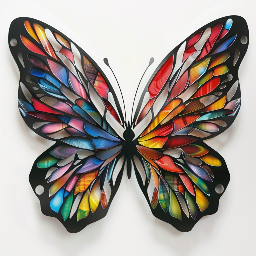 Colorful Butterfly Metal Wall Art, Floral Garden Decor for Patio