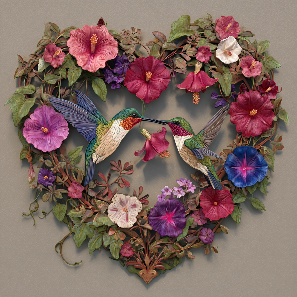 Hummingbird Flower Metal Wall Art Colorful Garden Outdoor Decor