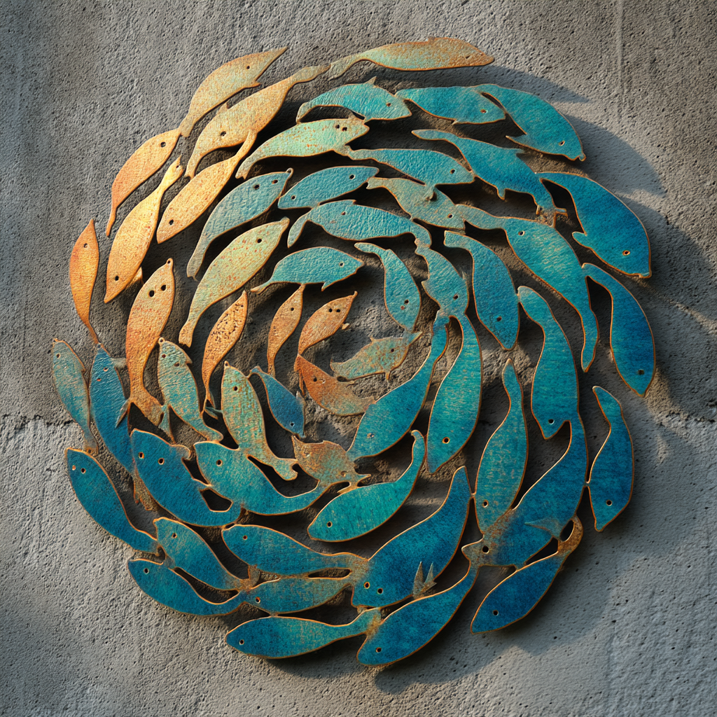 Colorful Fish Metal Wall Art, Coastal Ocean Decor for Patio & Garden