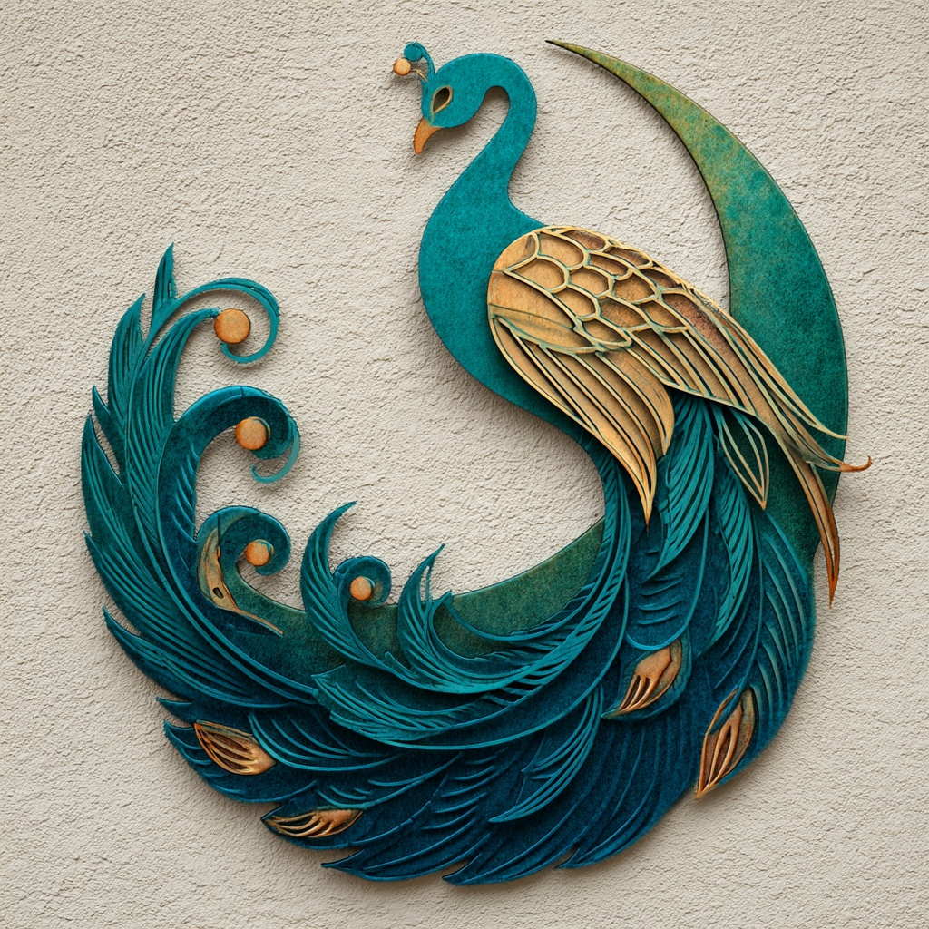 Peacock Metal Wall Art – Colorful Bird Garden Decor, Tropical Outdoor Sign V3