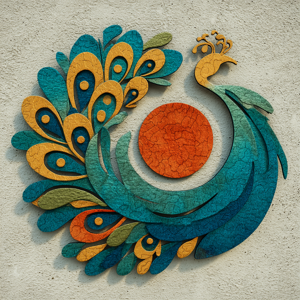 Peacock Metal Wall Art – Colorful Bird Garden Decor, Tropical Outdoor Sign V4