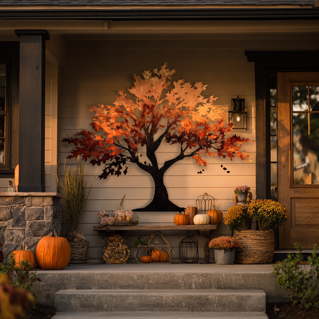 Autumn Tree Metal Wall Decor, Fall Tree Wall Art
