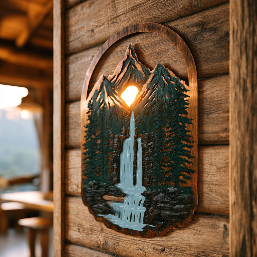 Mountain Waterfall Metal Wall Art