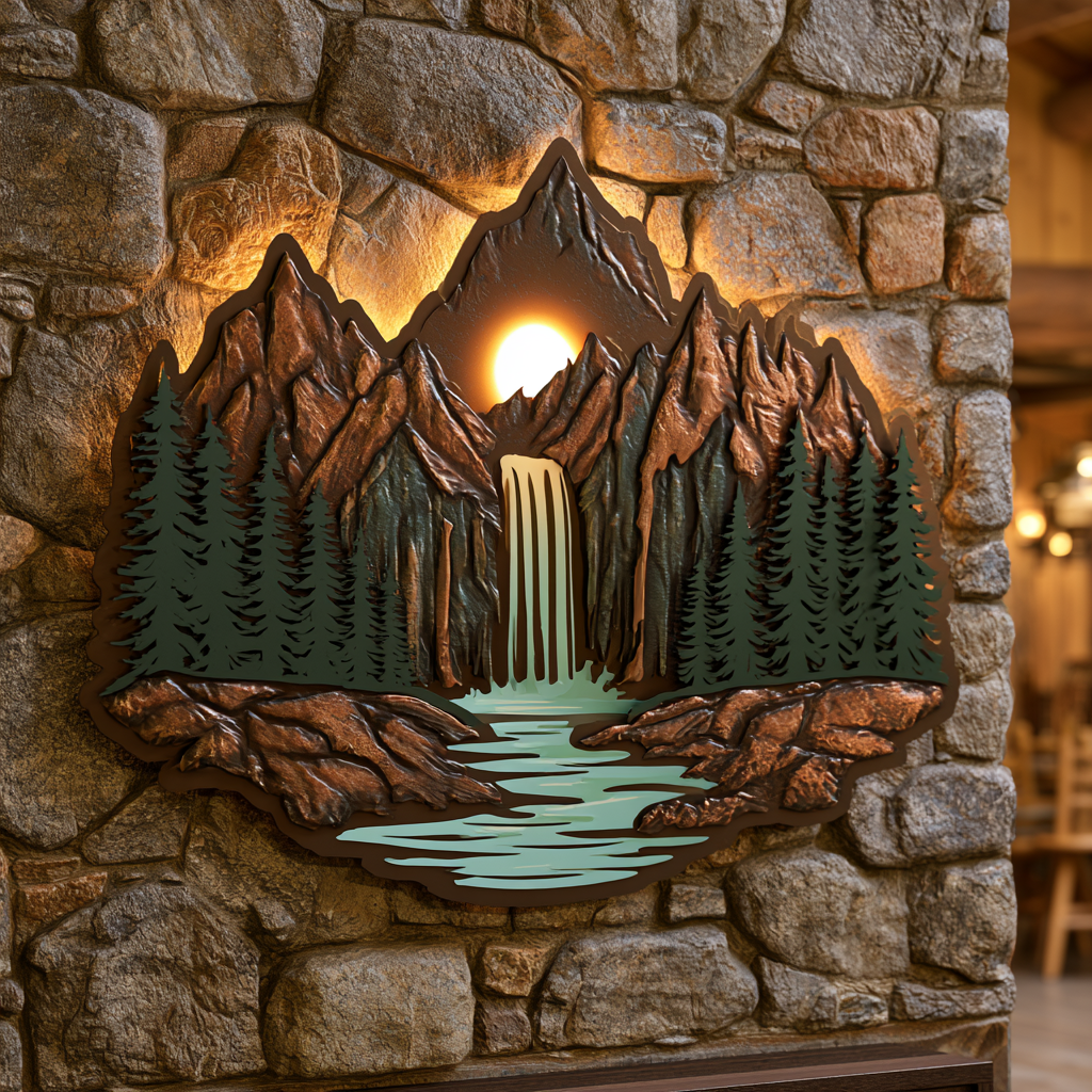 Mountain Waterfall Metal Wall Art
