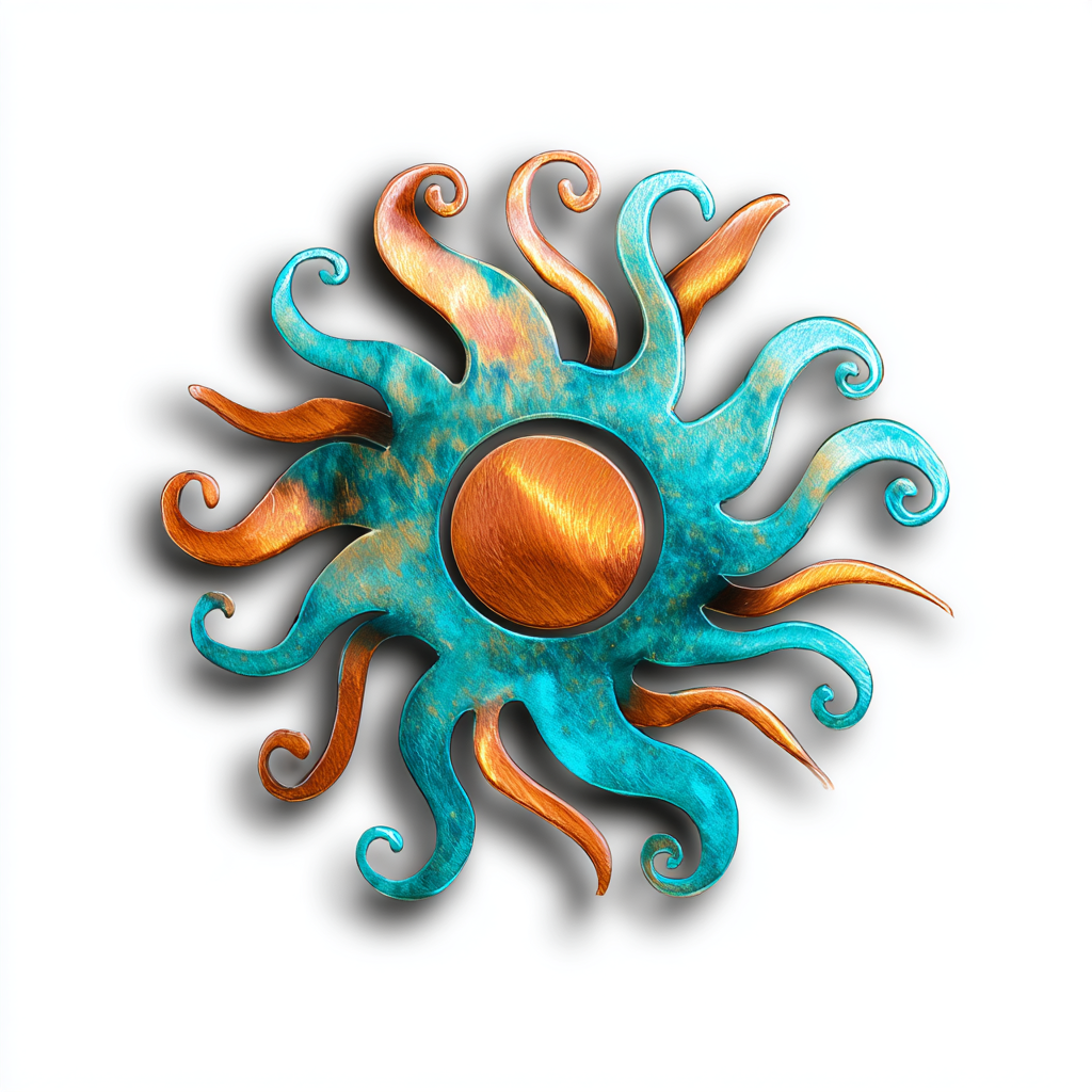 Colorful Sunburst Metal Wall Art Glossy Coastal Boho Outdoor Garden Decor