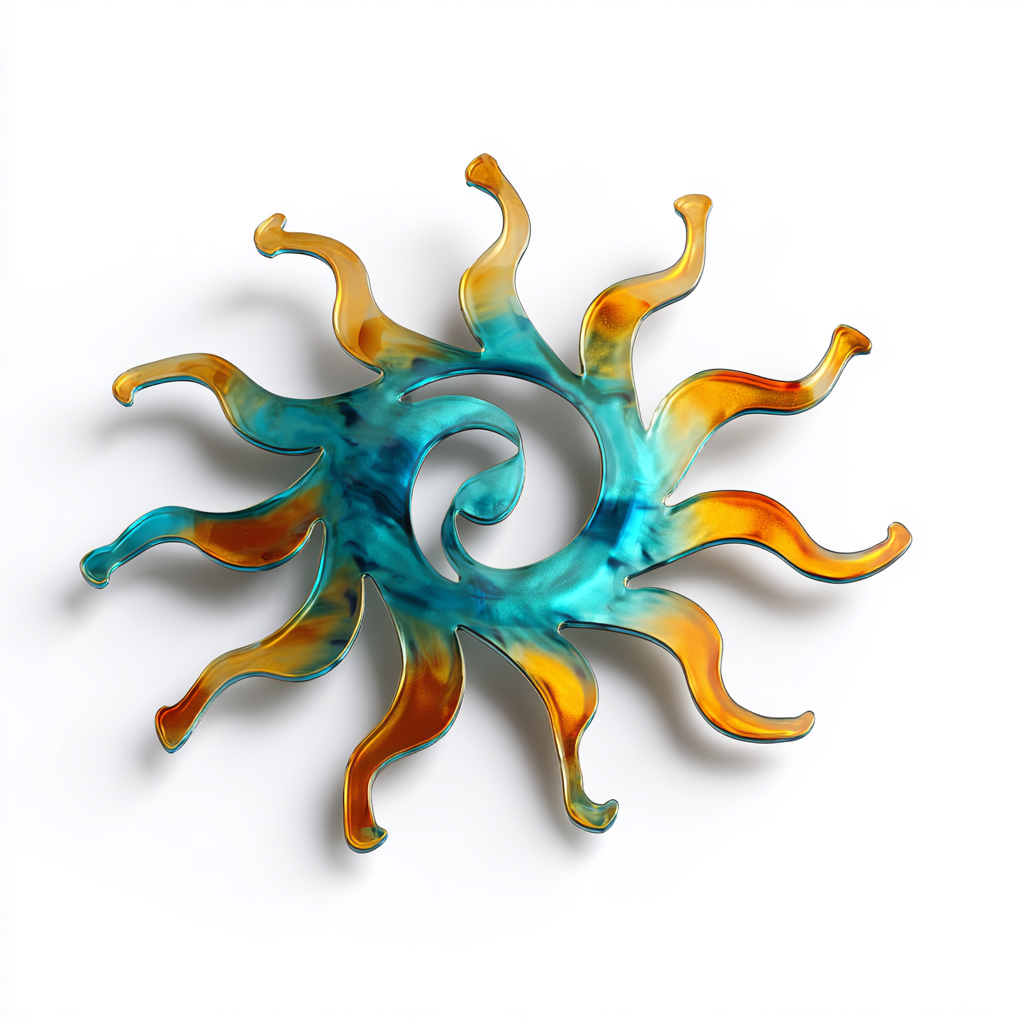 Colorful Sunburst Metal Wall Art Glossy Coastal Boho Outdoor Garden Decor