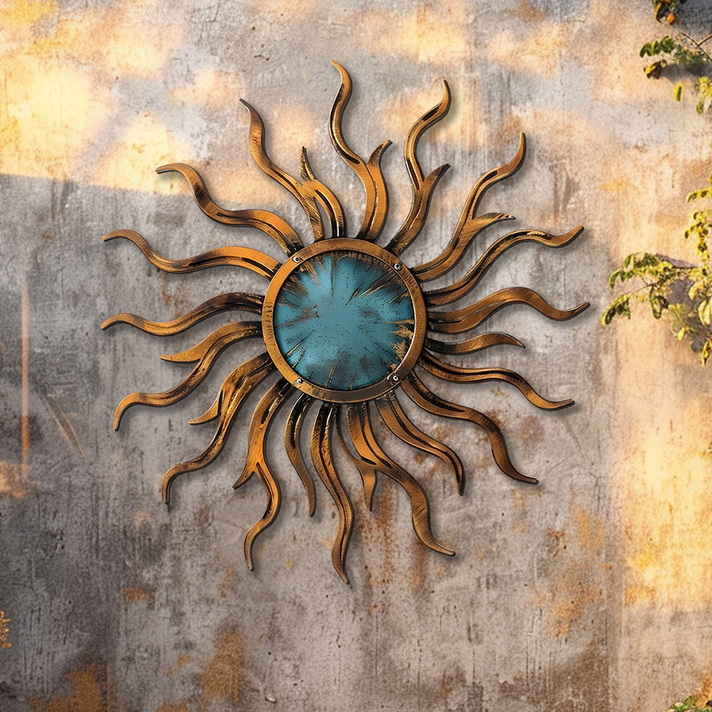 Rustic Sun Metal Wall – UV Printed Aluminum Decor Custom Coastal Indoor Outdoor