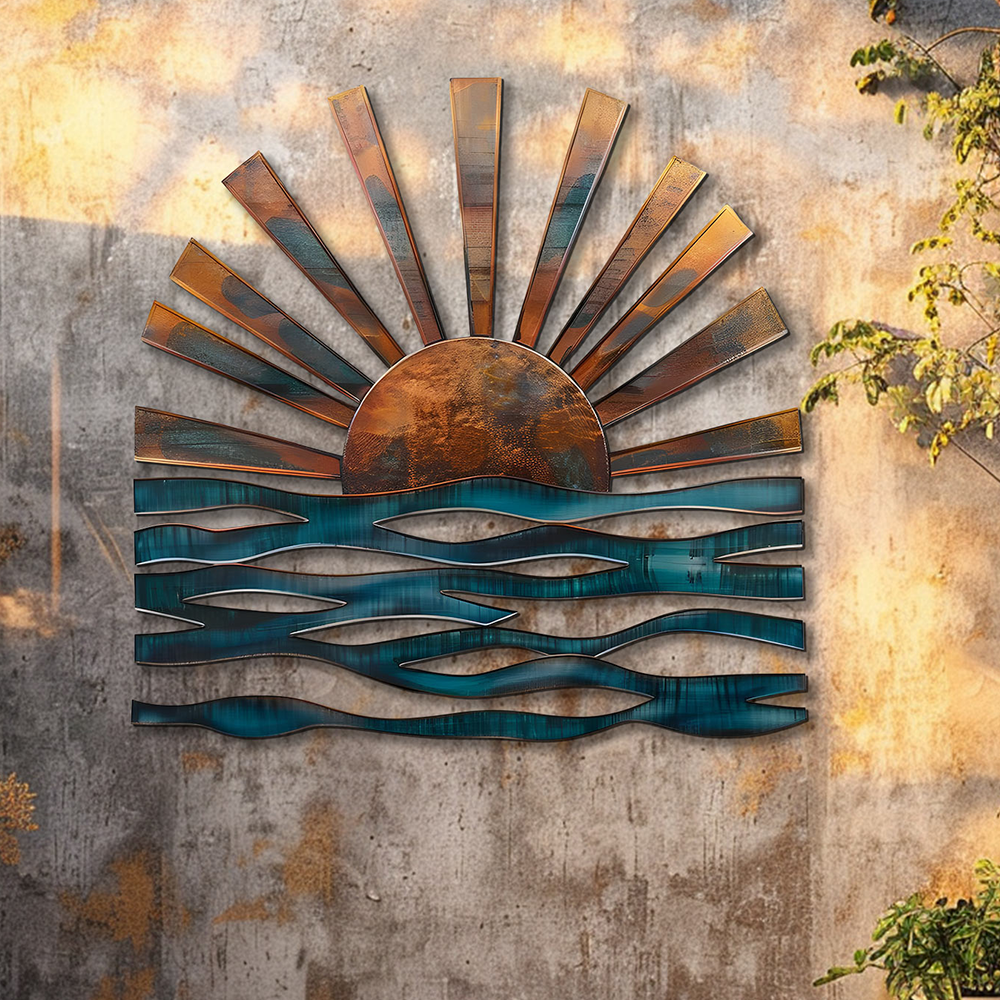 Sunrise Ocean Colorful Metal Wall – UV Printed Decor Custom Coastal Indoor Outdoor