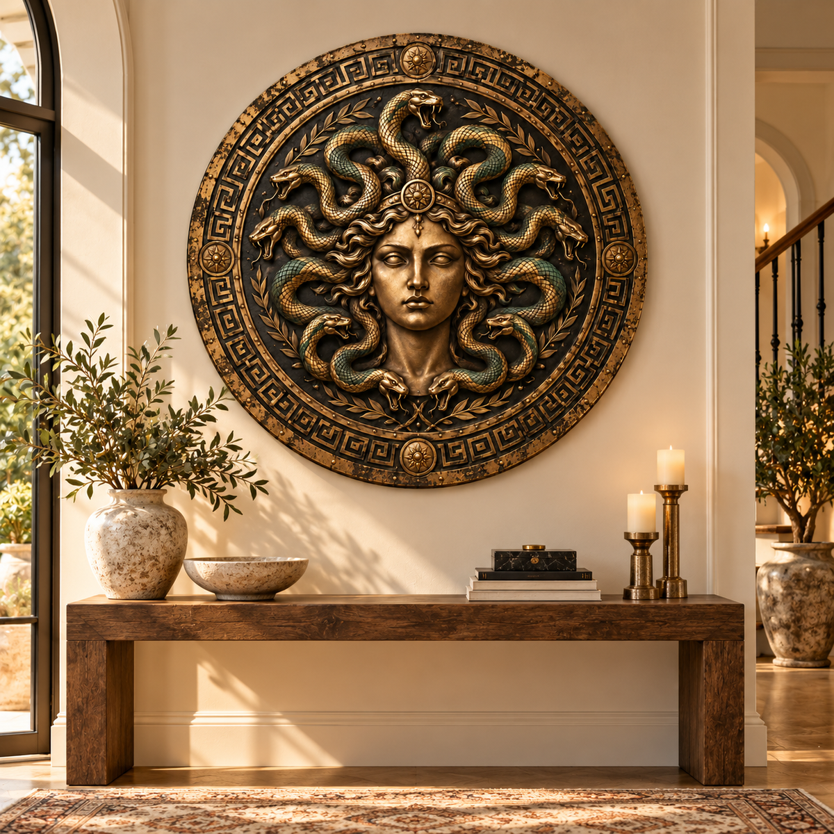 Medusa Gorgon Shield Wall Decor, Metal Sign Art, Home Decoration