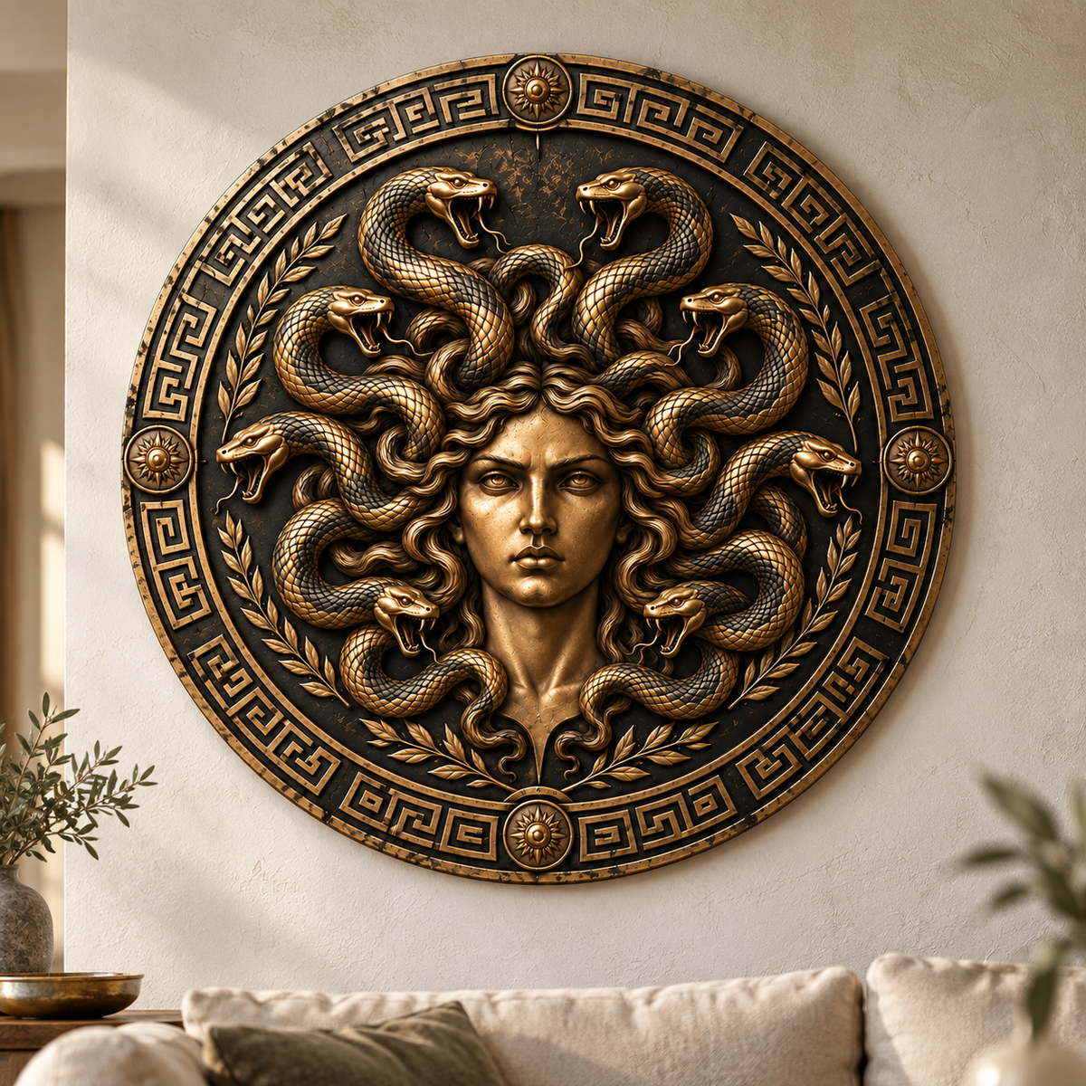Greek Medusa Gorgon Shield Metal Sign Wall Art Decor