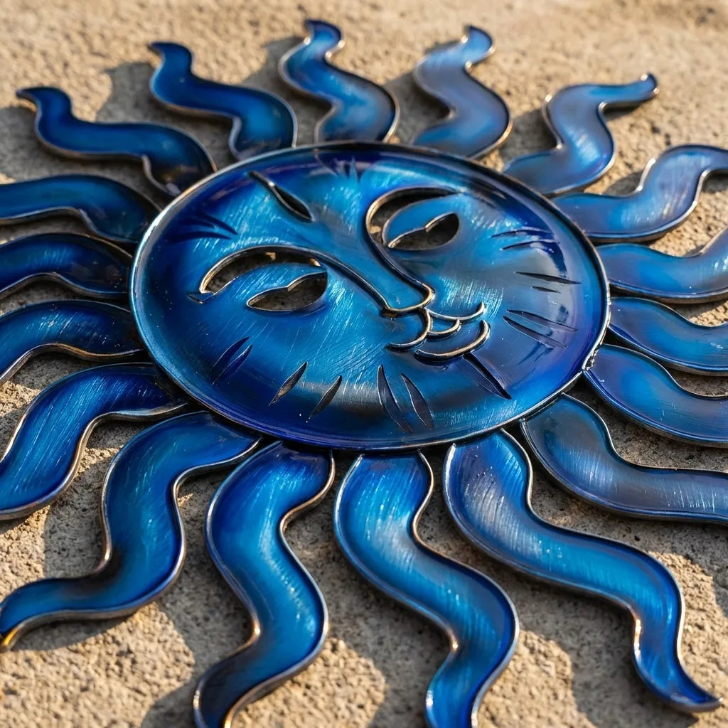 Blue Sun Metal Wall Art – UV Printed Aluminum Decor Custom Coastal Indoor Outdoor