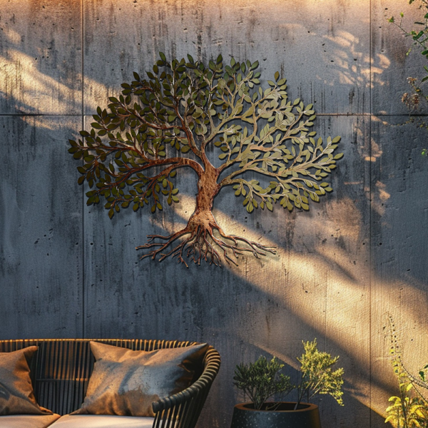 Rustic Olive Tree of Life Metal Wall Art – UV Printed Aluminum Decor Indoor Outdoor