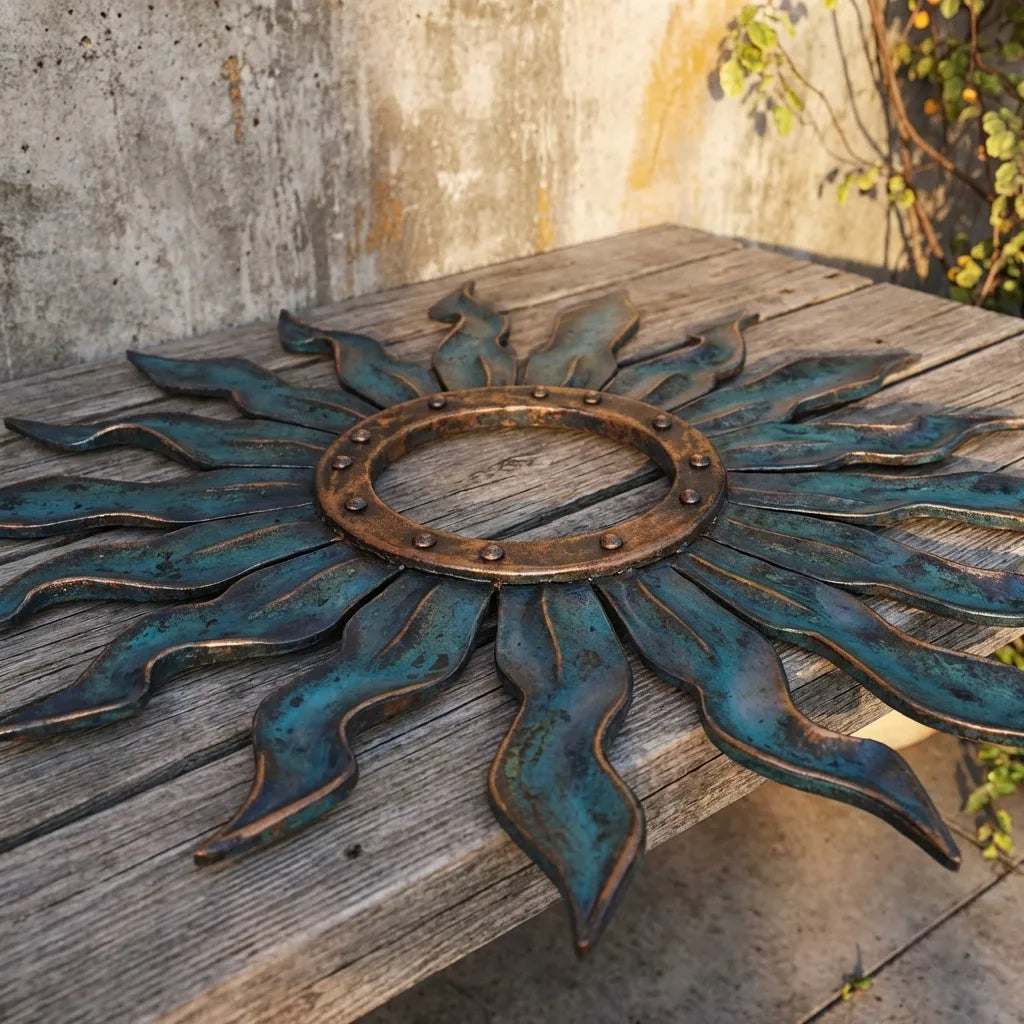Blue Sunburst Metal Wall – UV Printed Decor Custom Coastal Indoor Outdoor