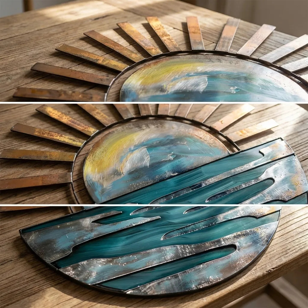 Sunset Ocean Metal Wall Art – UV Printed Aluminum Coastal Decor for Indoor &amp; Outdoor