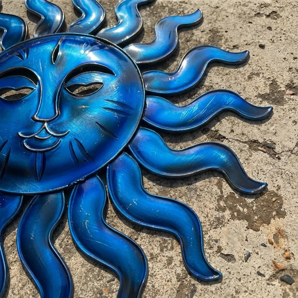 Blue Sun Metal Wall Art – UV Printed Aluminum Decor Custom Coastal Indoor Outdoor